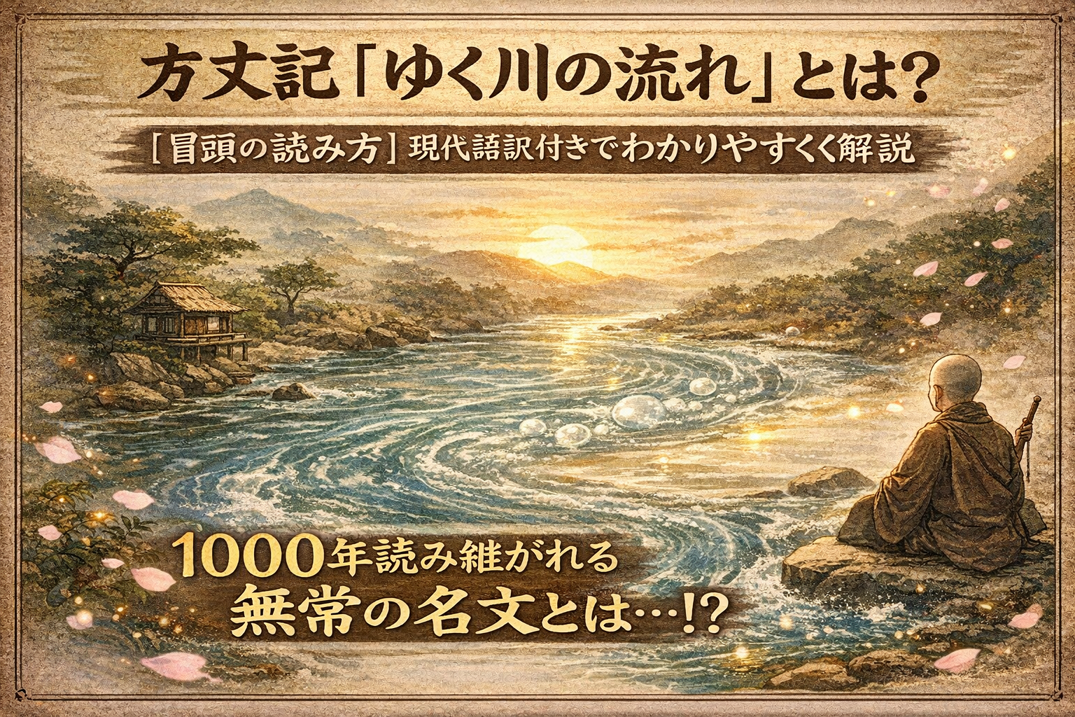 方丈記「ゆく川の流れ」【冒頭の読み方】現代語訳付きでわかりやすく解説